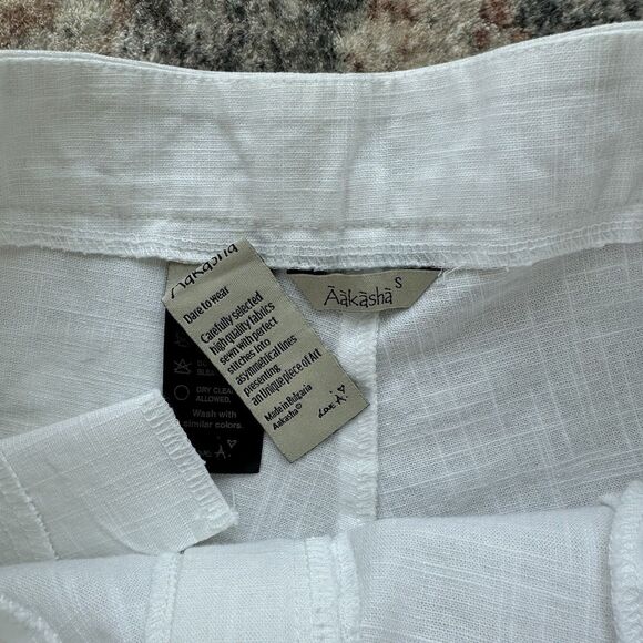 AAKASHA BOHO LINEN DROP CROTCH PANTS In White Small Art To Wear Lagenlook $155 - Picture 6 of 11